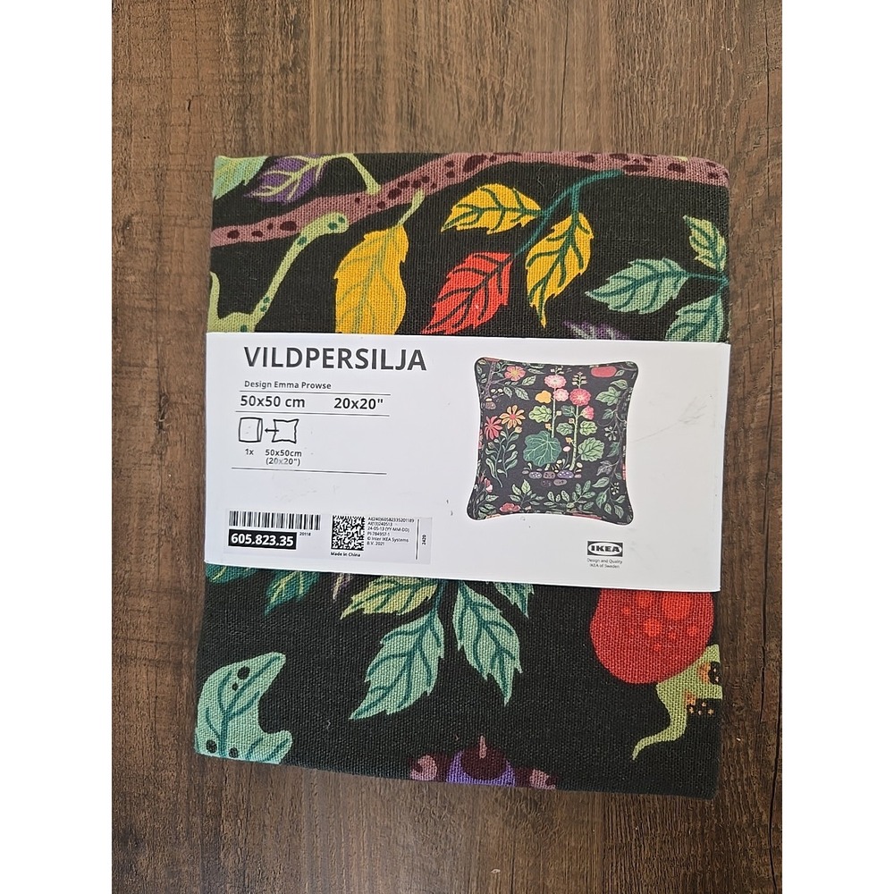 Ikea Vildpersilja 20"X20" Emma Prowse Cotton/Linen Floral Pillow Cover NIP